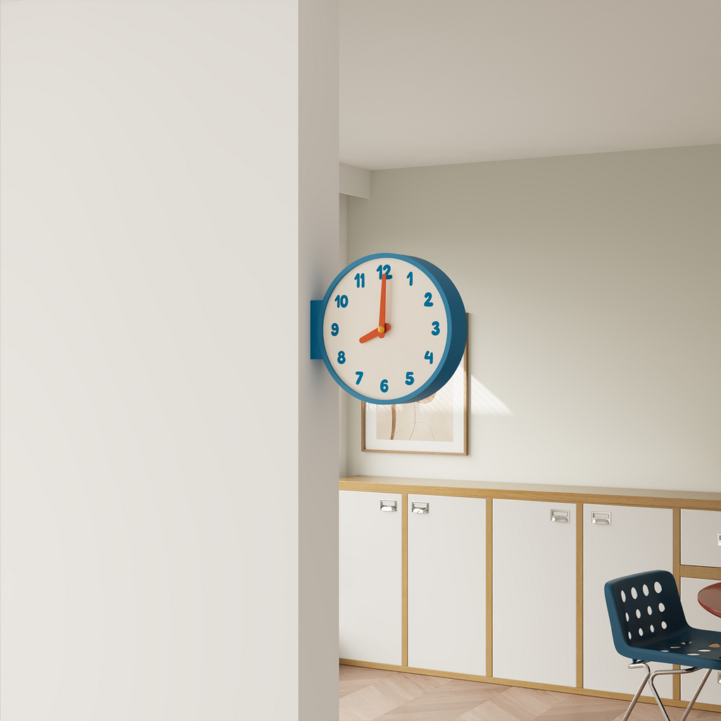 Blue Corner View Clock